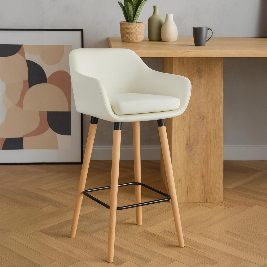 Sgabello Grant in pelle sintetica crema