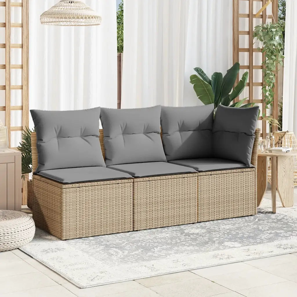 Sedia Giardino Senza Braccioli con Cuscini Beige in Polyrattan CFW1705834