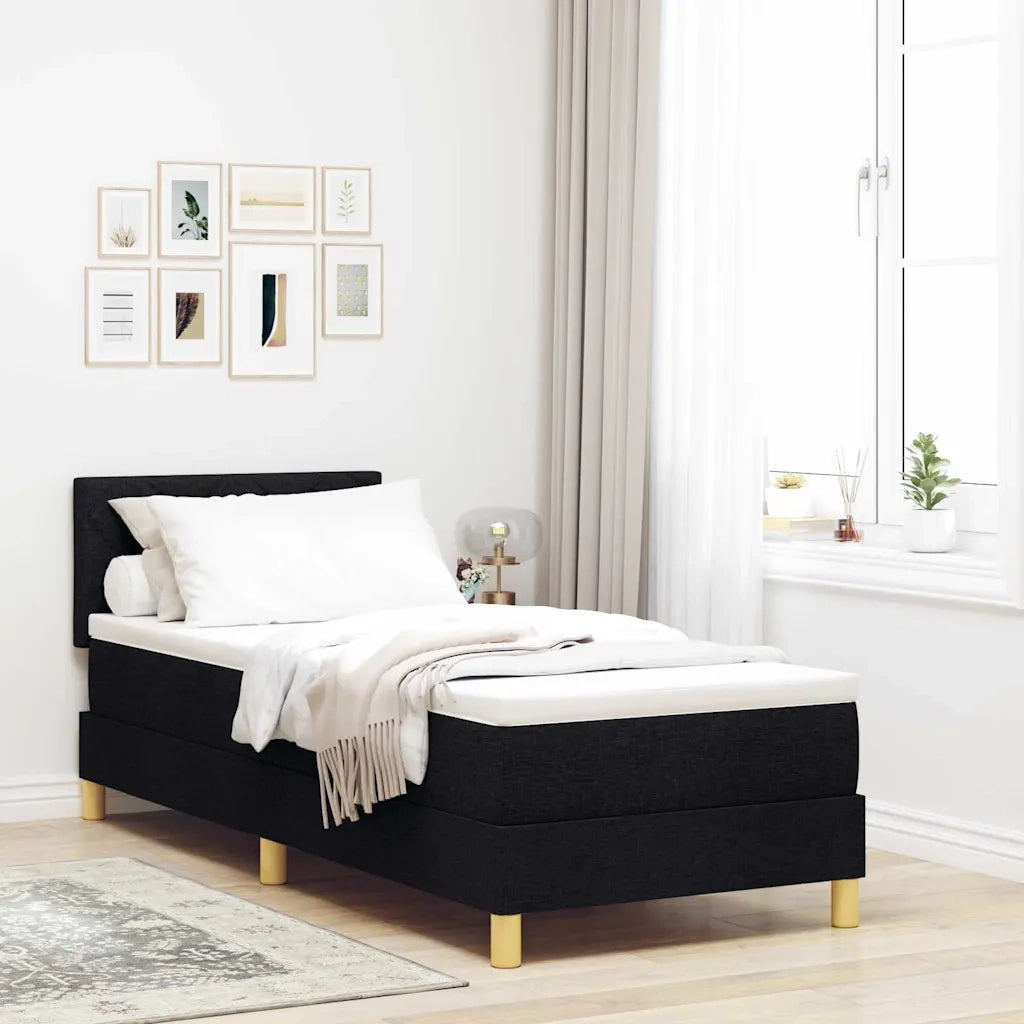Letto a Sorgente LED con cuscino Nero 80 x 200 cm Tessuto 3342473