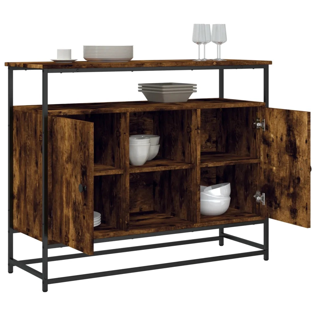 Credenza Rovere Fumo 100x35x80 cm in Legno Multistrato 835541
