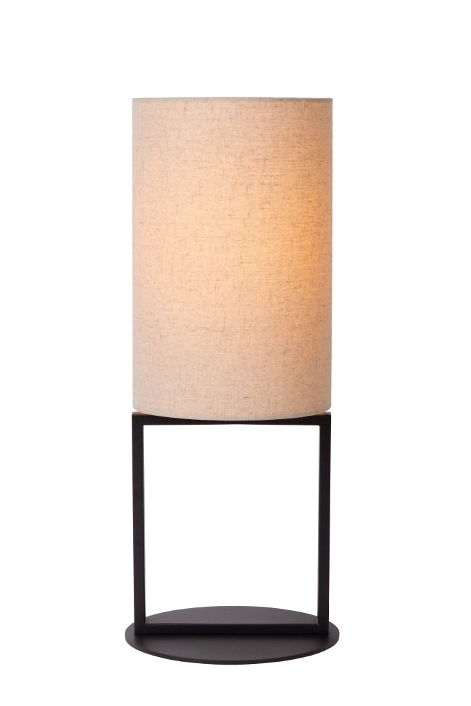 Lampada da tavolo nera, paralume beige 50cm E27 Herman Lucide