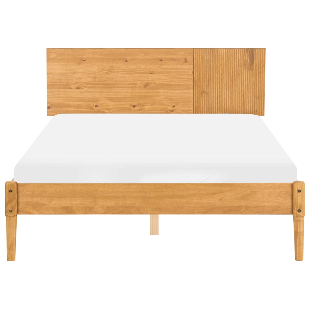 Set da camera da letto in legno di pino con letto matrimoniale 2 comodini e cassettiera a 6 cassetti 140 x 200 cm marrone chiaro stile scandinavo