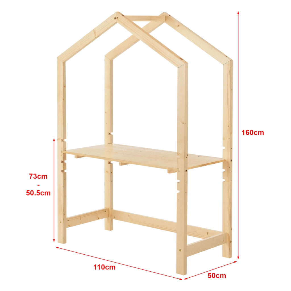 Scrivania Suså per Cameretta Forma di Casetta - Legno Naturale [en.casa]