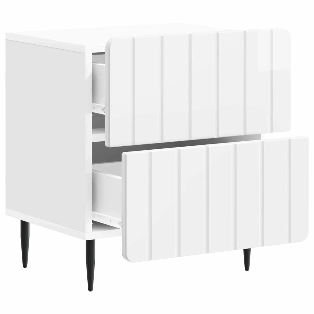 Armadio da Notte con cassetto Bianco Lucido 43 x 34,5 x 49,5 cm 894303