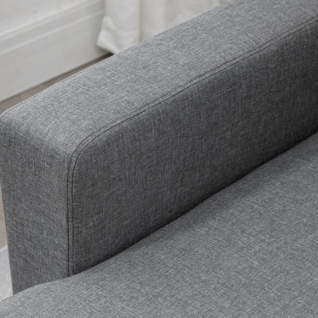 EasyComfort Divano Letto 3 Posti e Penisola con Contenitore, Rivestimento Tessuto Effetto Lino, 211.5x146x85cm