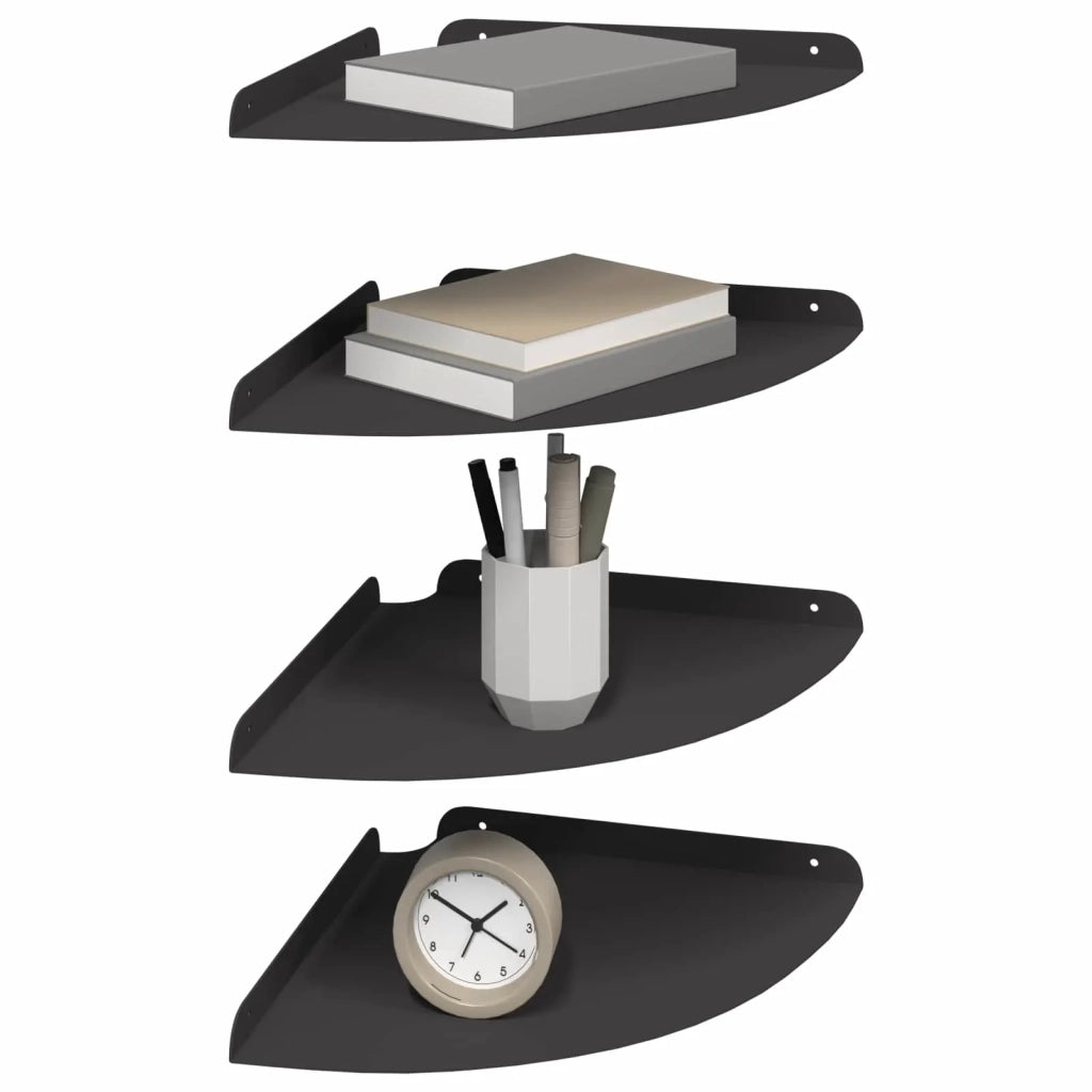 Mensola sospesa con lo scaffale 4 pcs Nero 30 x 30 x 2 cm