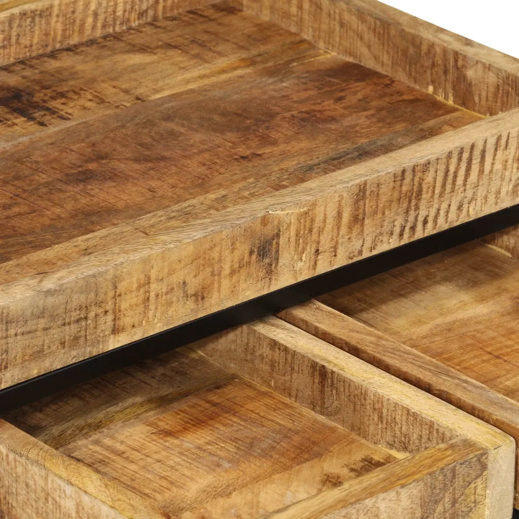 3 pz Tavolini da salotto | Tavolino da caff¨¨ | Tavolino da Soggiorno a Incastro Legno Massello di Mango Grezzo e Ferro