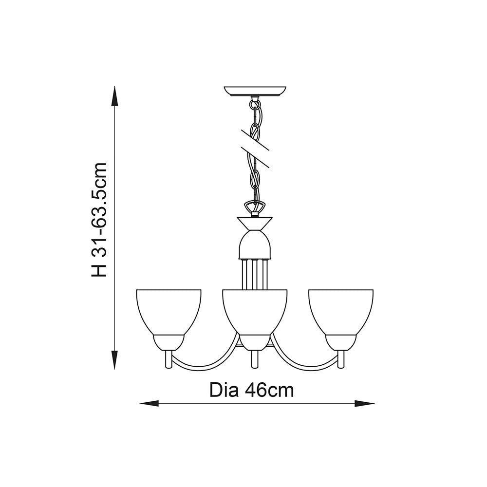 Lampadario classico ottone anticato opale 3xE14 Alton Endon