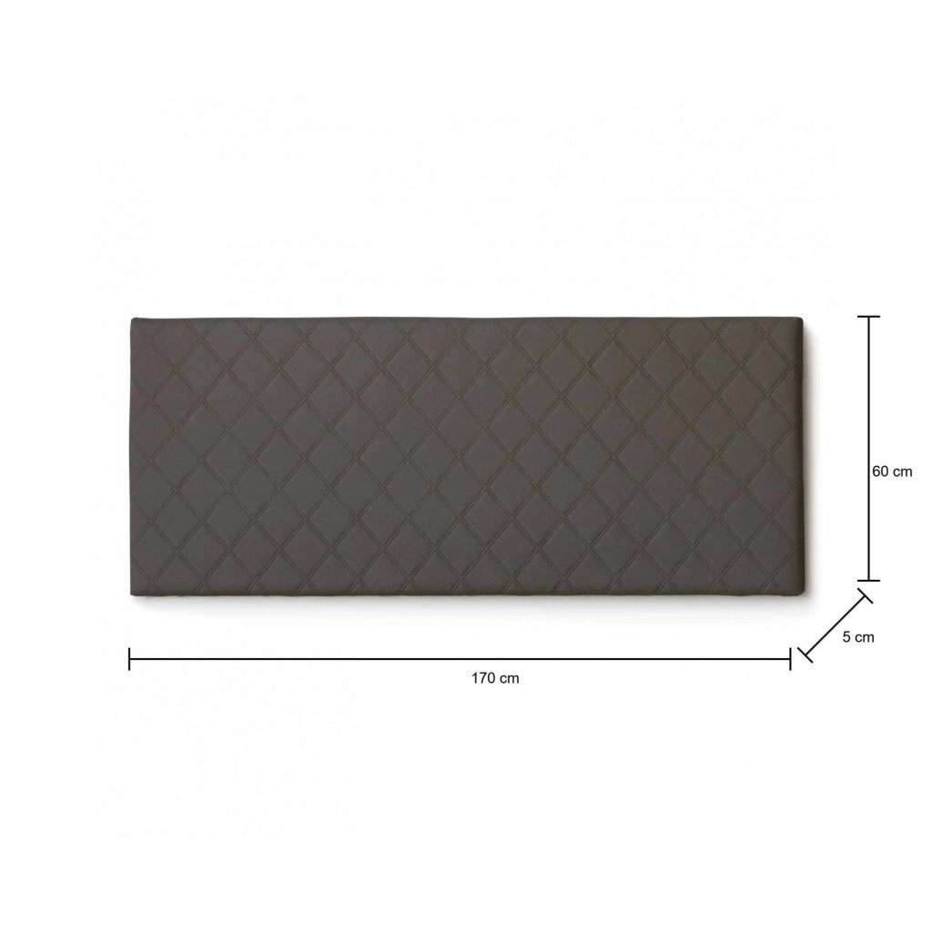 Letto matrimoniale Amarillide, Testata in ecopelle a muro, Made in Italy, adatta a letto Matrimoniale, cm 170x60, Tortora