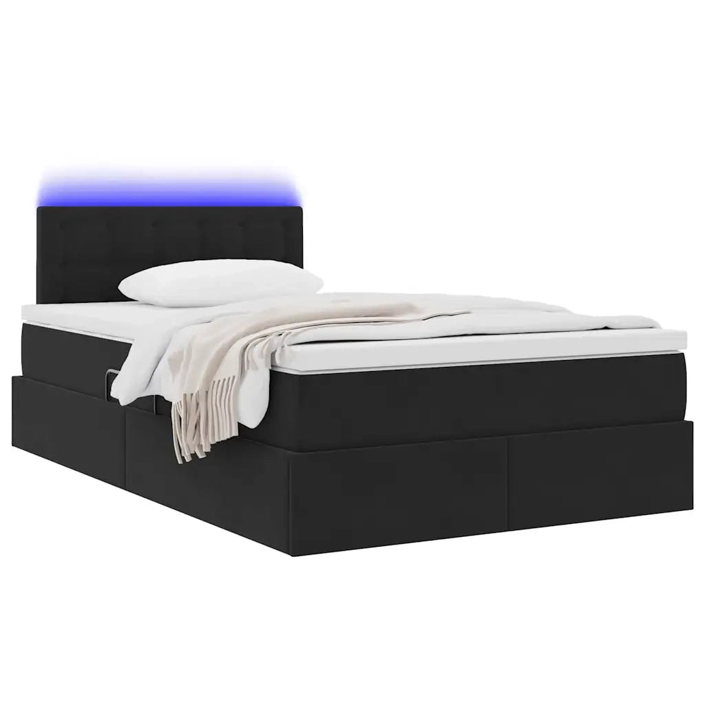 Letto con contenitore e LED con led Nero 120 x 200 cm Velluto 3371507