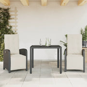 Set da BistrÃ² 3 pz con Cuscini Nero in Polyrattan