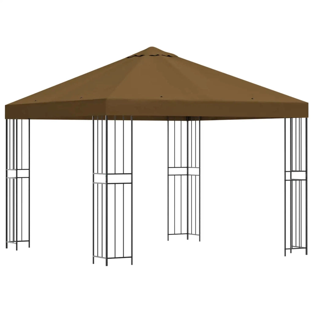 Gazebo | Pergolato 3 x 3 m Tortora Poliestere e Acciaio 190 gsm