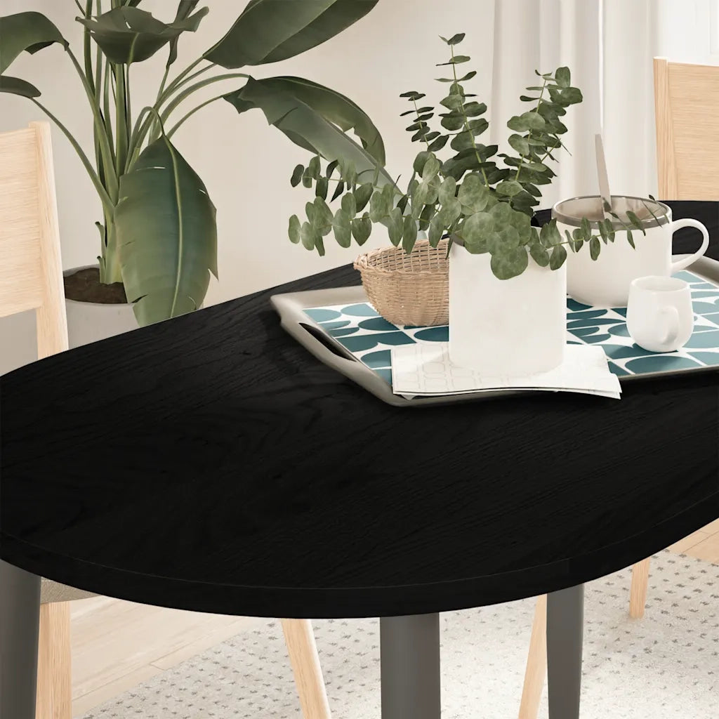 Piano Tavolo Marrone Scuro 120x60x2 cm in Rovere Massello Ovale 4009079