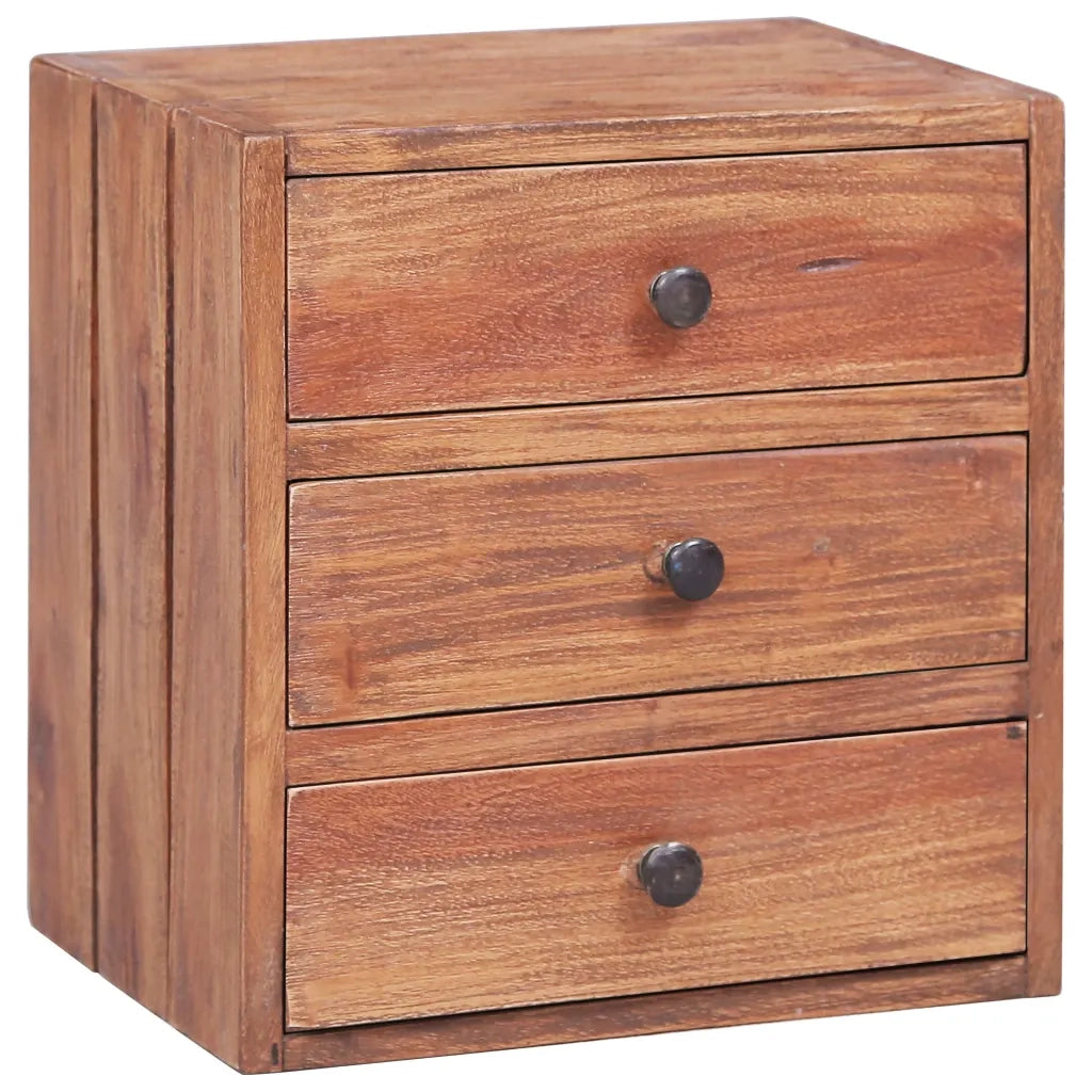 Comodino con 3 Cassetti 35x25x35 cm Legno Massello di Recupero cod mxl 29916
