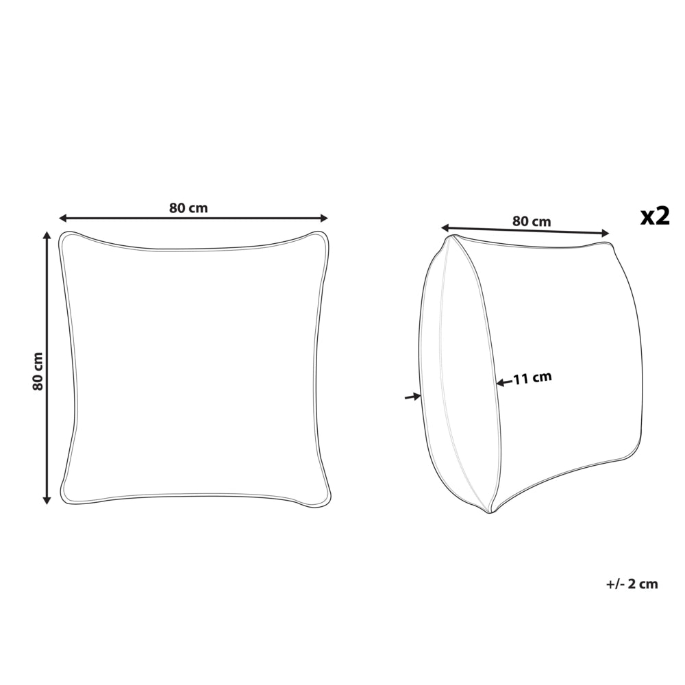 Set di 2 cuscini da letto guanciali in cotone bianco piumino d'anatra e piume 80 x 80 cm alto medio morbido