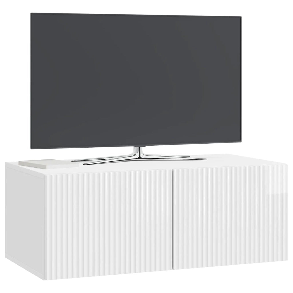 Mobile Porta TV da Muro Bianco Lucido 78,5 x 41 x 30 cm 898519
