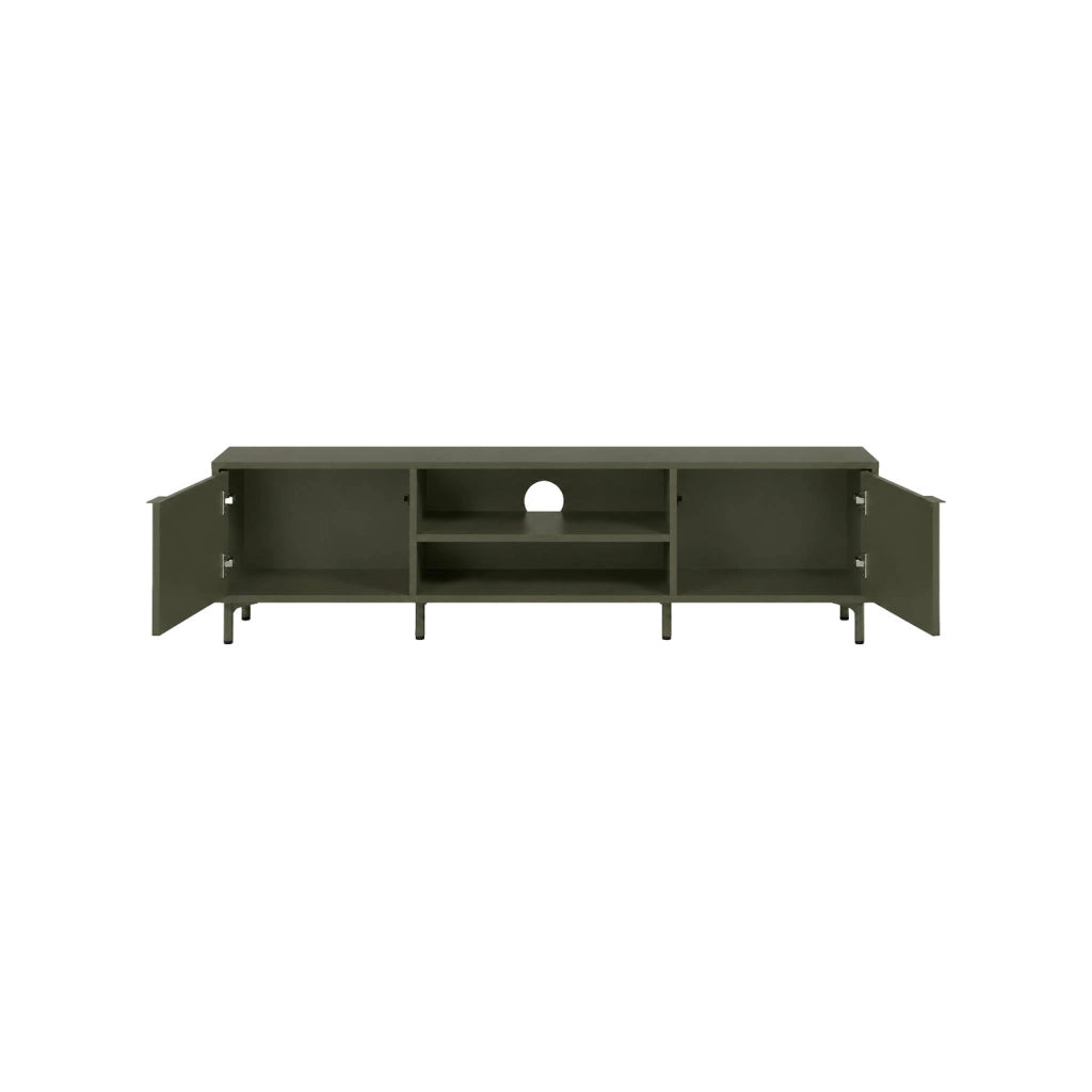 Mobile tv decorativo in legno e metallo, 160 cm, verde kaki