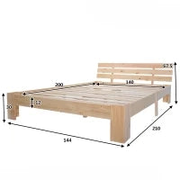 Struttura Letto Singolo dal Design Semplice con spazio sotto letto, in legno di pino massiccio,140x200 Colore Naturale