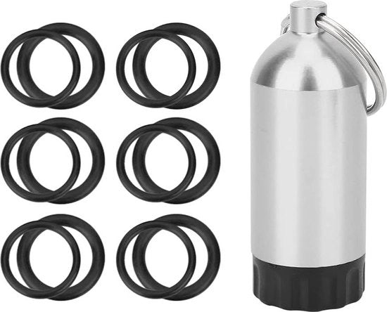 Set di immersione Mini Tanica Chiave Anello Valvola Cilindrica con O-Ring (Argento)