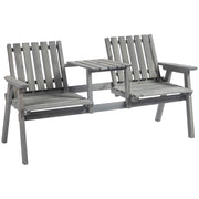 Panca da giardino con tavolo Gruppo di seduti Mobili da giardino con foro per ombrellone 2 sedie in legno massiccio Grigio 152 x 70 x 83 cm per terrazza e giardino