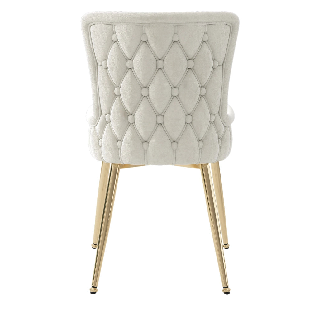 Set di 6 sedie in velluto con gambe in metallo beige