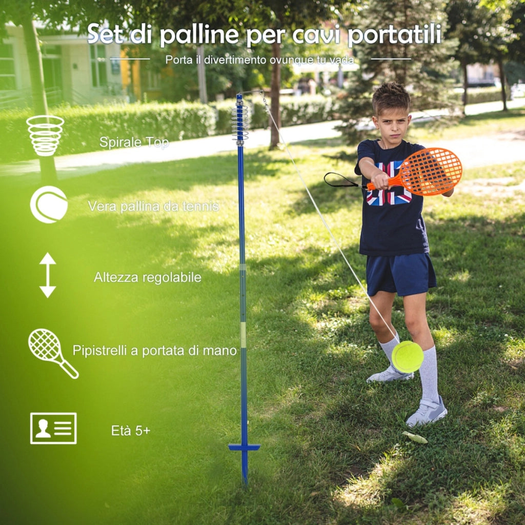 Set gioco da esterno con palla oscillante e 3 livelli di altezza regolabili, Set portatile di tetherball