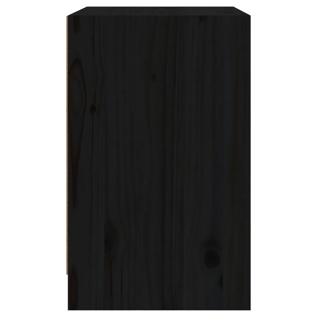 Comodini 2 pz Neri 40x31x50 cm in Legno Massello di Pino 808132