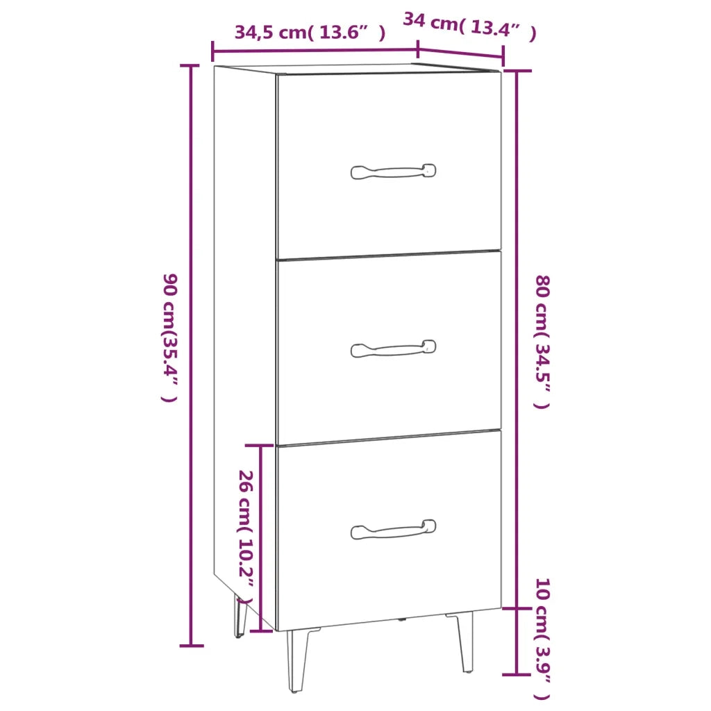 Credenza Rovere Marrone 34,5x34x90 cm in Legno Multistrato 817413