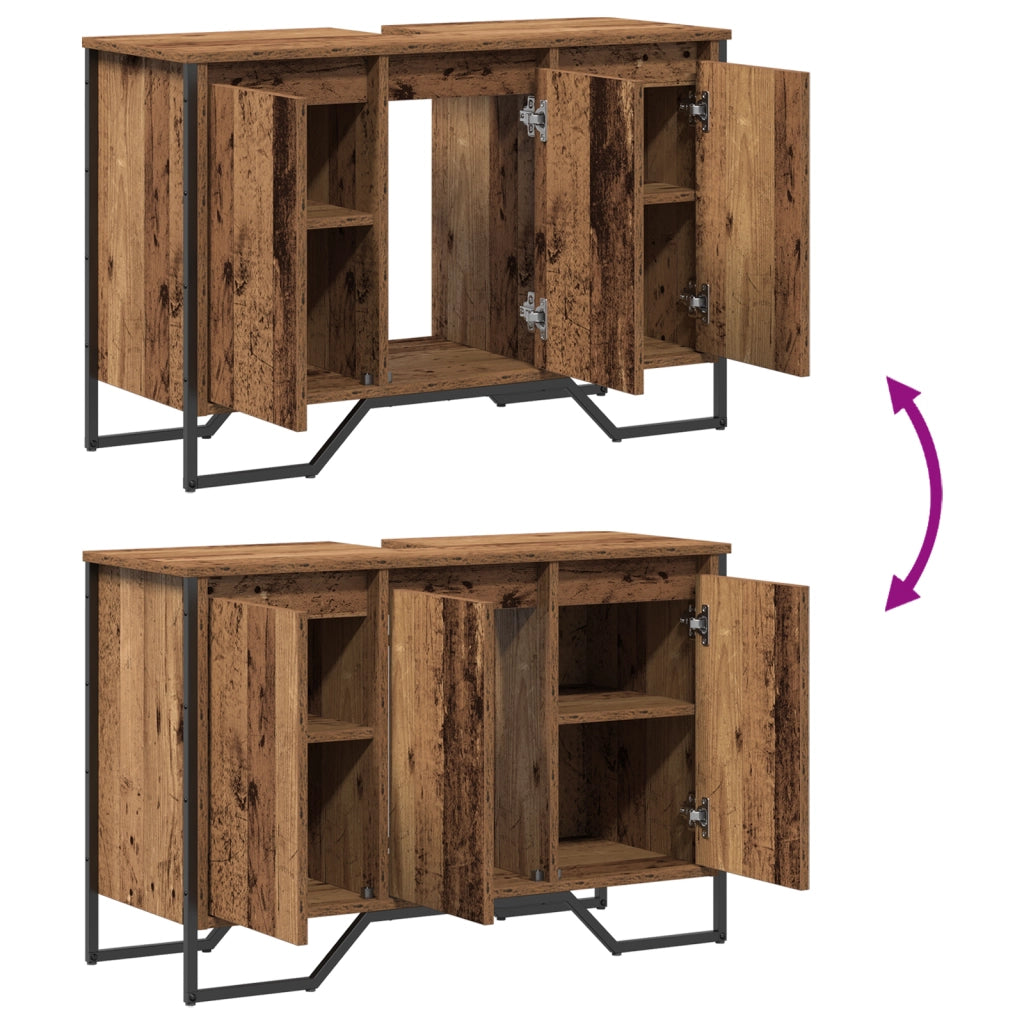 Mobile lavabo da bagno Legno antico 91x35x60 cm Legno ingegnerizzato