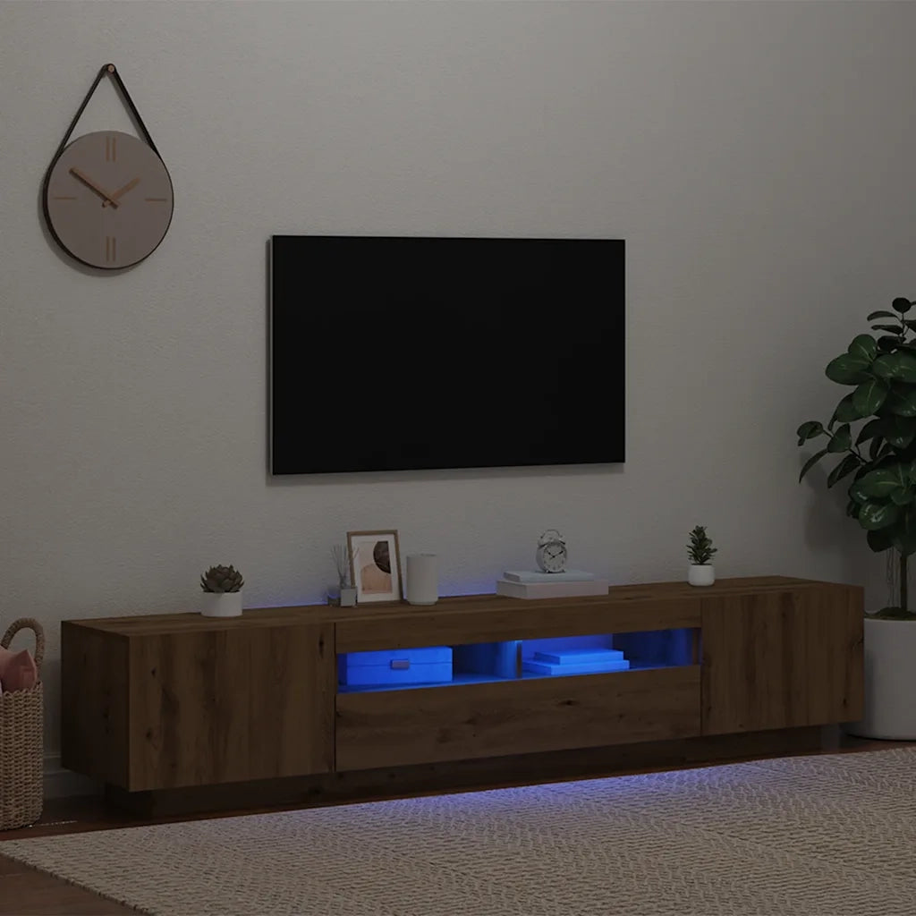 Mobile Porta TV con LED Artigianale 200x35x40 cm Multistrato 3329166