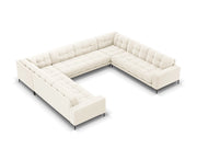 Cosmopolitan Design - Divano panoramico "Bali" 9 posti in velluto beige chiaro 