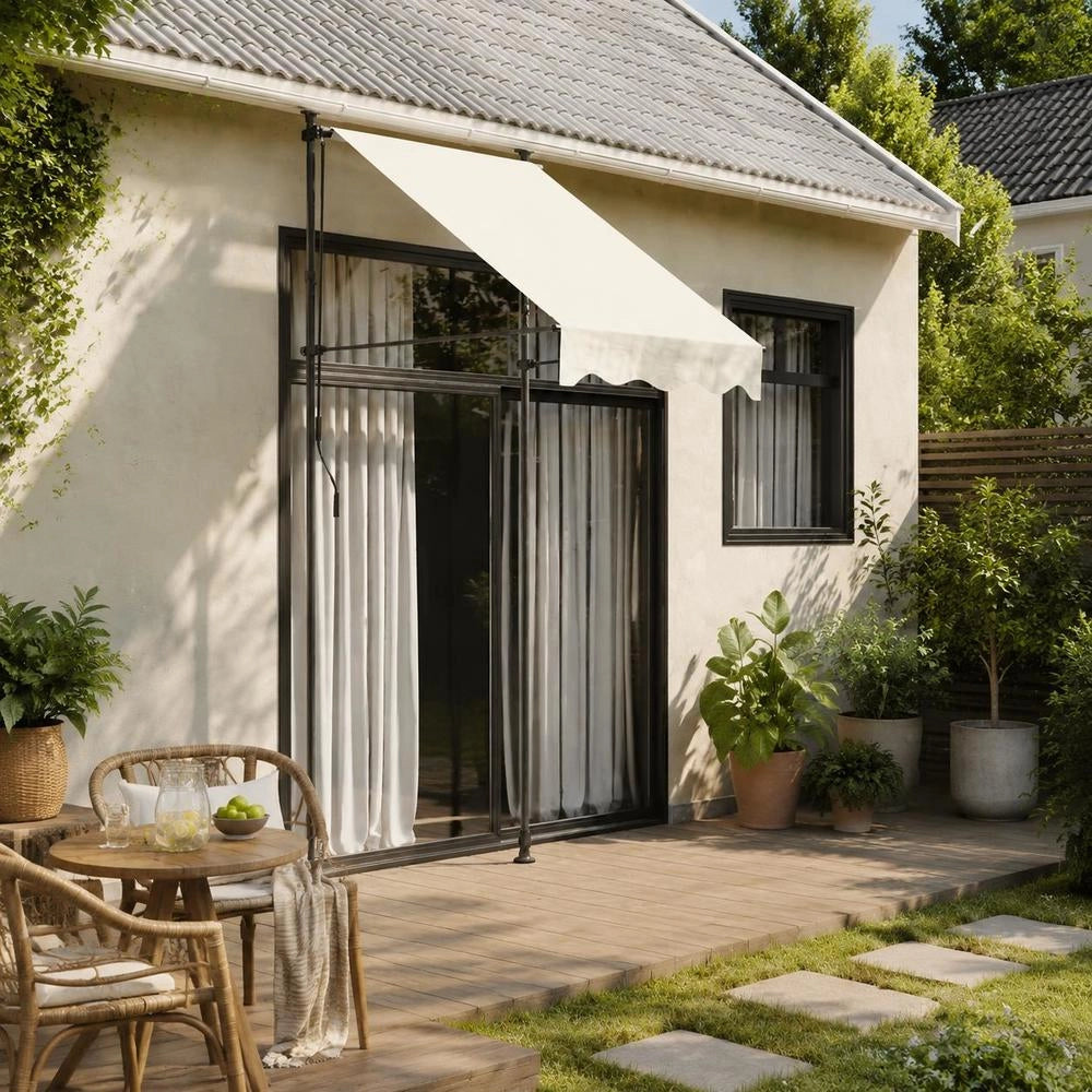 Retractable Awning, Cream, 100x150 Cm, Fabric And Steel