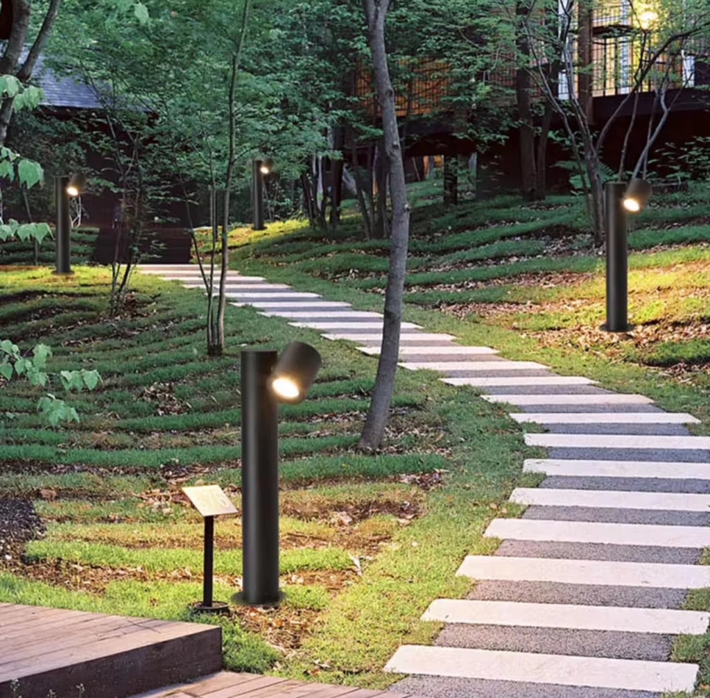 LAMPIONE PALO DA GIARDINO ILLUMINAZIONE CON 2 DIFFUSORI ORIENTABILI PER ESTERNO AD ATTACCO PER LAMPADINE LED GU10