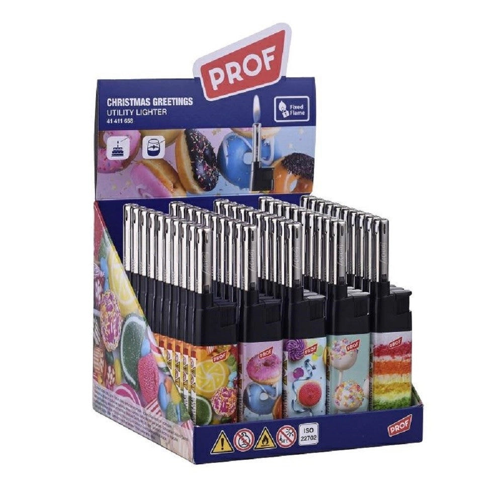 Trade Shop - Set 50pz Accendino A Fiamma Canna Corta Prof Cobia Ff Cakes Candle Light 41411658 -