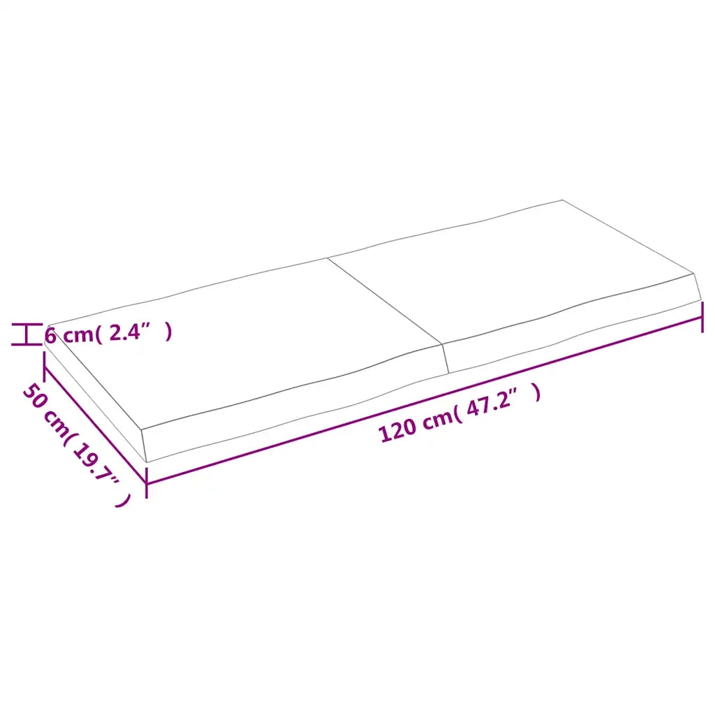 Piano Tavolo Marrone Chiaro 120x50x(2-6) cm Rovere Non Trattato 363959