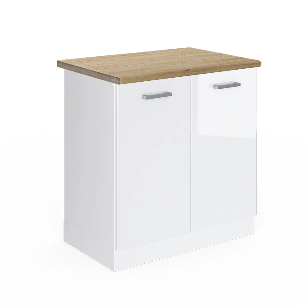 Vicco Mobile lavello cucina Bianco lucido 80 cm , PL Rovere