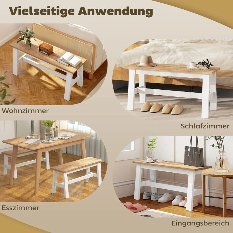 Panca in legno per 2 persone 95 cm effetto rovere bianco