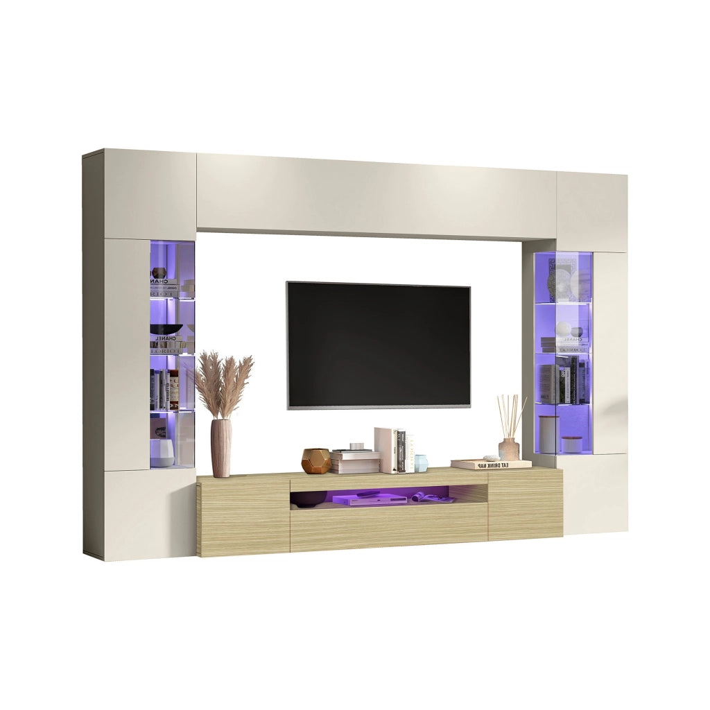 Solopaca, Parete Attrezzata 14 Ripiani, 290x40x190h cm Marrone Rovere