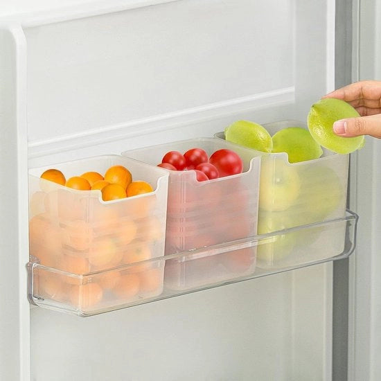 Organizzatore per Frigorifero - Contenitori di Stoccaggio per la Porta del Frigorifero - Set da 3 - Plastica Transparente
