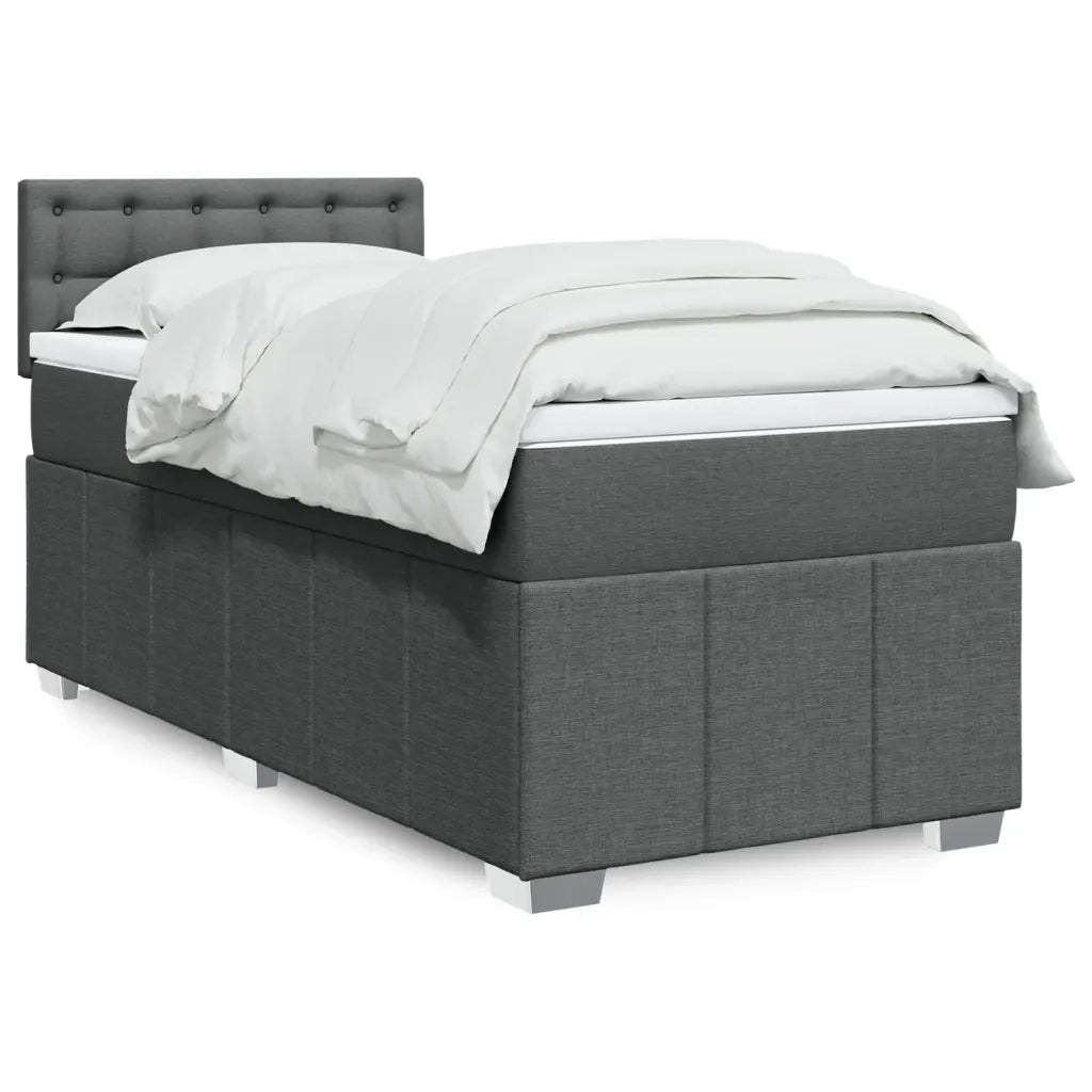 Letto singolo | Letto per adulti | Giroletto a Molle con Materasso Grigio Scuro 100x200 cm Tessuto