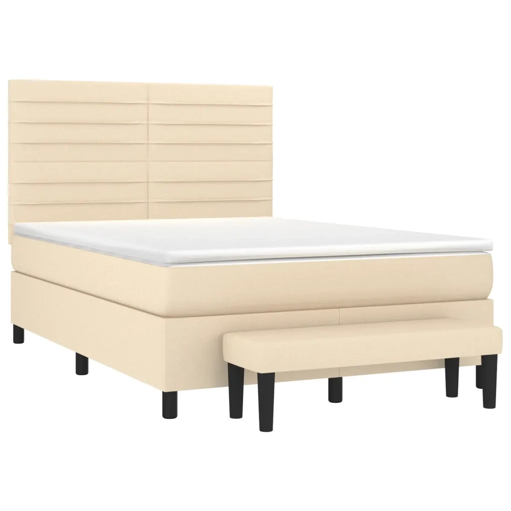 Giroletto a Molle con Materasso Crema 140x19 cm in Tessuto 3136674