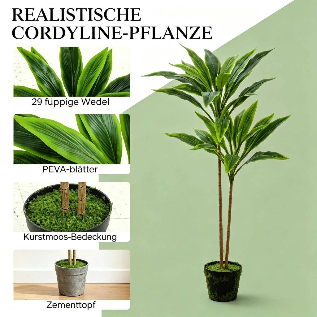 Albero artificiale in vaso, alto 90 cm, con 29 foglie realistiche, pianta artificiale in PEVA, per uso interno ed esterno.