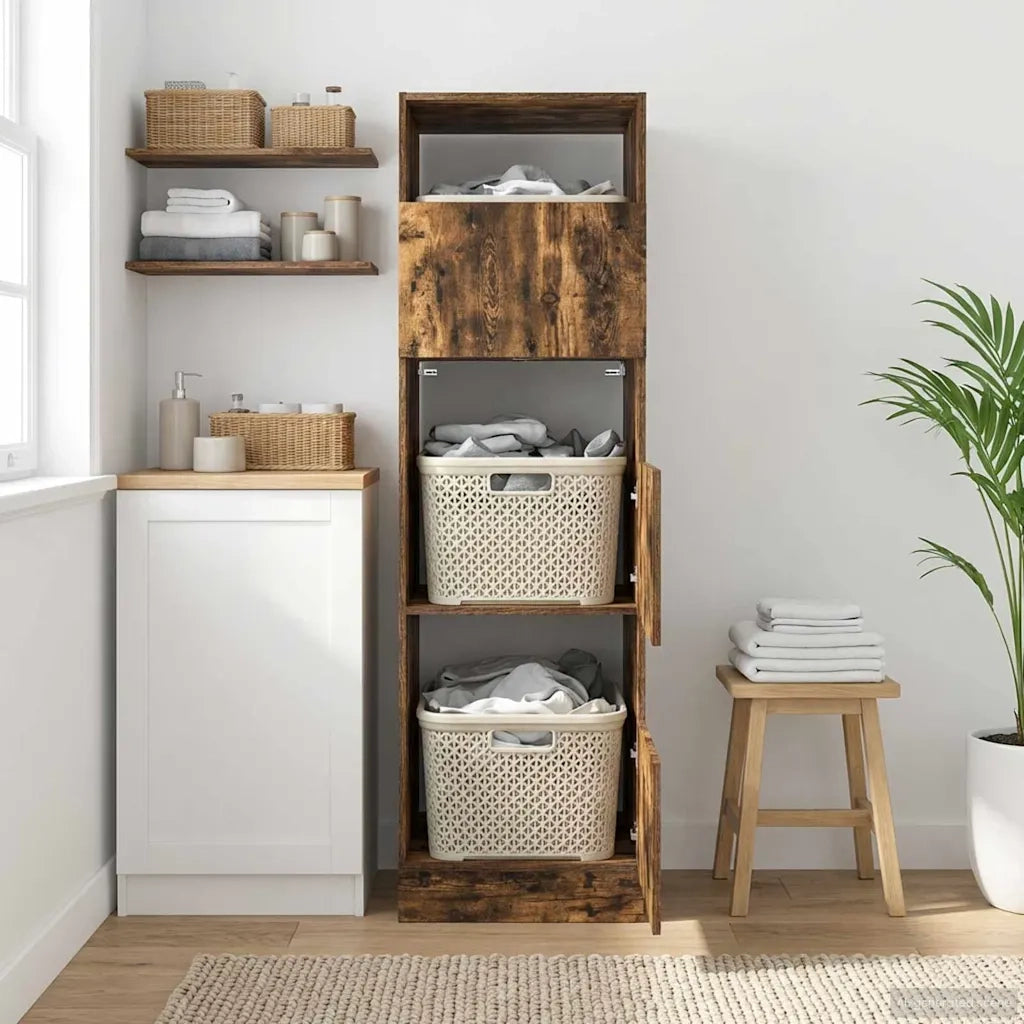 Mobile da lavanderia con porta Rovere fumé 50 x 68 x 162 cm 3422796