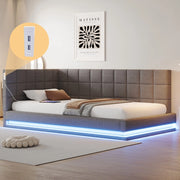 Divano letto 90x200cm - Xylo - velluto grigio, luce LED, USB, comodo