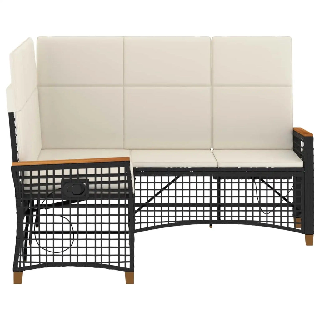 Set di Divani Recliner da Giardino Nero e Bianco Crema