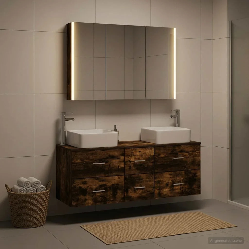 Set di mobili per il bagno 4 pcs Rovere Fumo 3406787