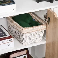 Mobile Multiuso in Legno con Cassetto e Armadietti in Stile Nordico, 90x30x72cm