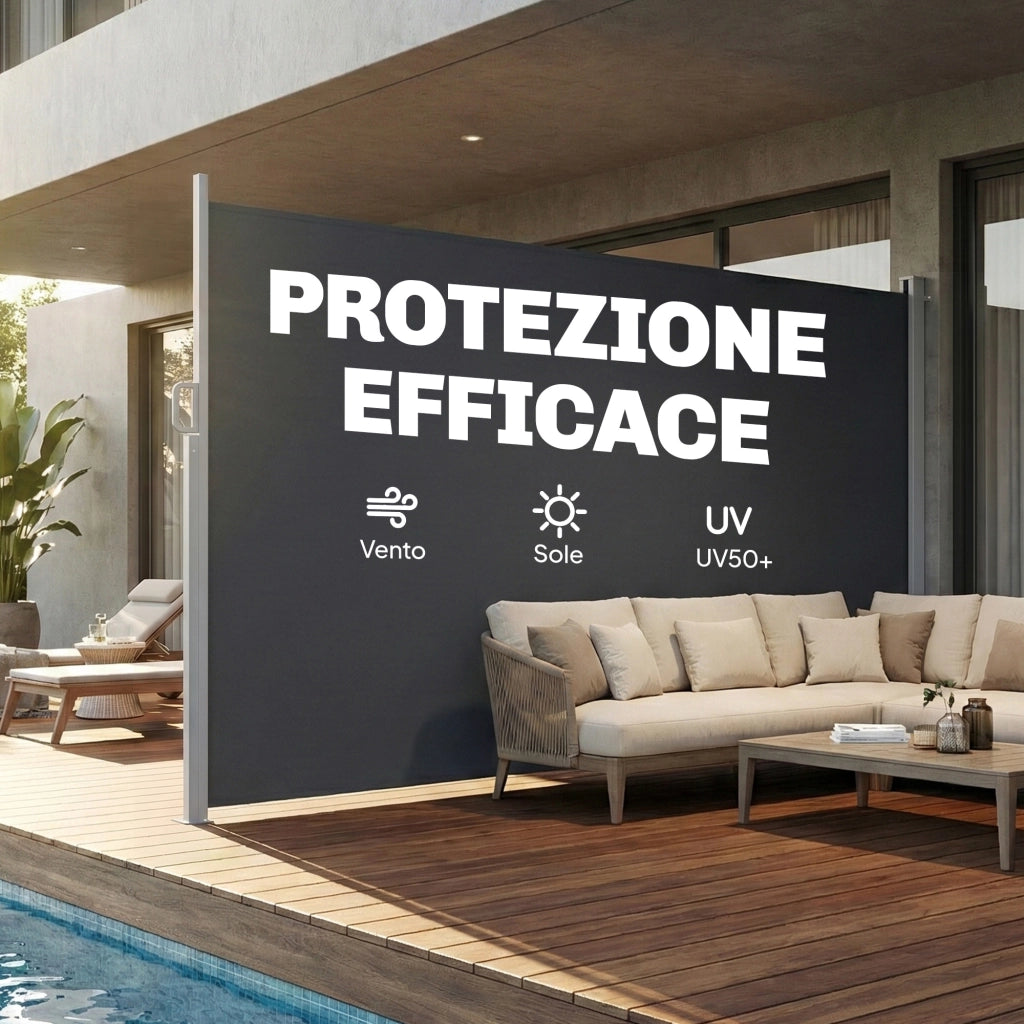 Tenda Laterale Retrattile ¨C zephmum ¨C Grigio Scuro in Alluminio, Acciaio e Poliestere 420x185 cm