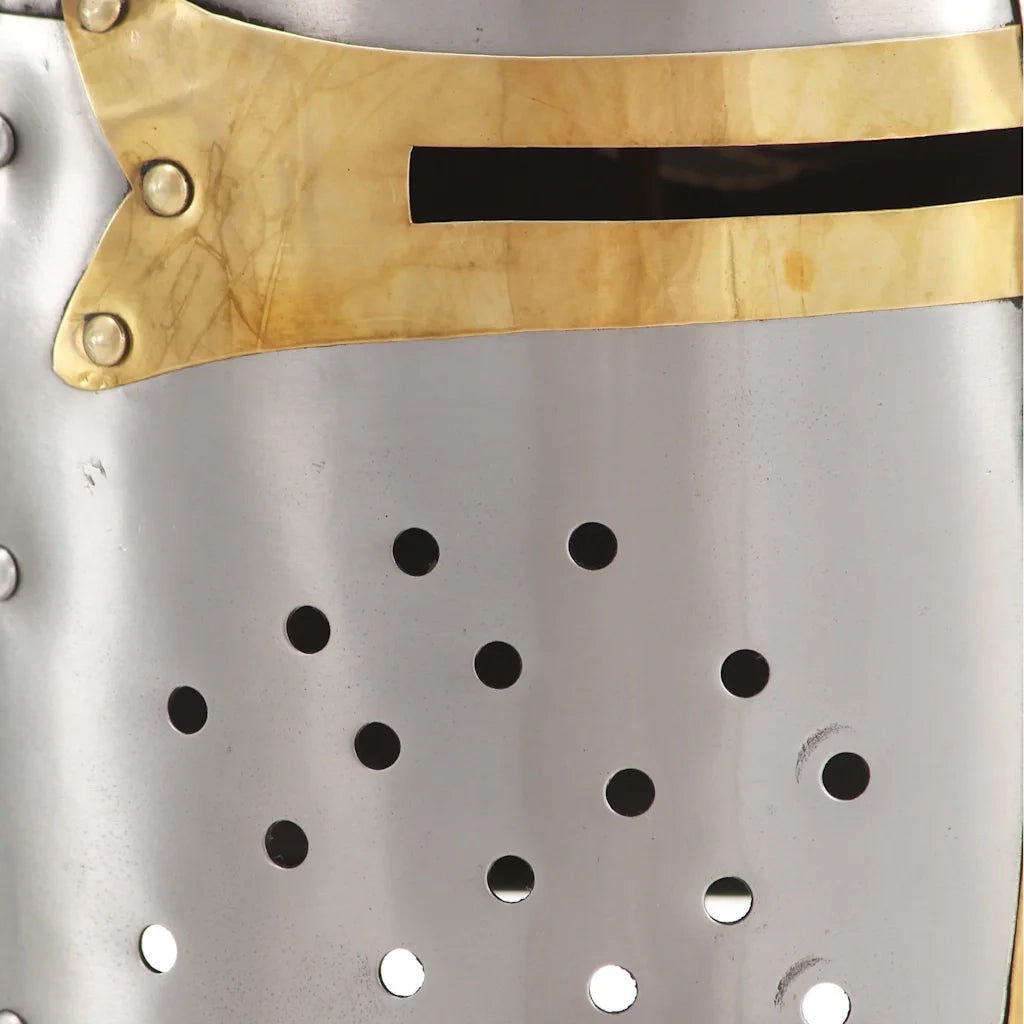 Elmo da Cavaliere Medievale Crociato Replica LARP Argento CFW6290669