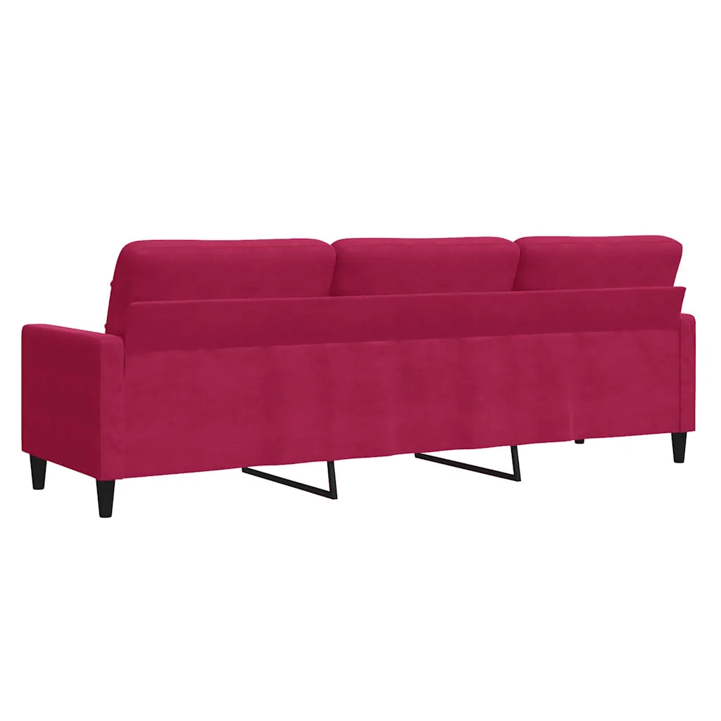 vidaXL Divano a 3 Posti Rosso Vino 210 cm in Velluto